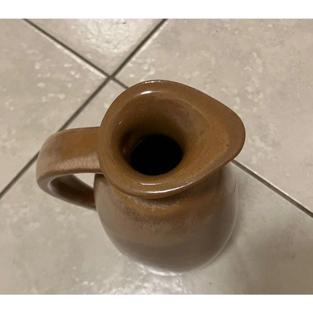Vintage '50s Frankoma Plainsman Pitcher/Jug with Cork #835 Brown Glossy 8